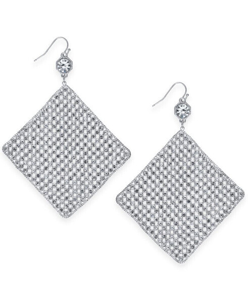 Silver-Tone Crystal Diamond-Shape Sheet Drop Earrings, Created for Macy's
