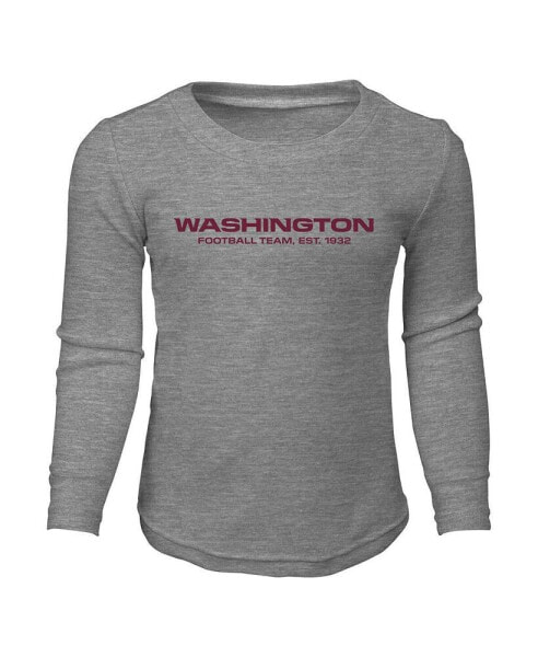 Preschool Boys and Girls Heather Gray Washington Football Team Long Sleeve T-shirt and Pants Sleep Set