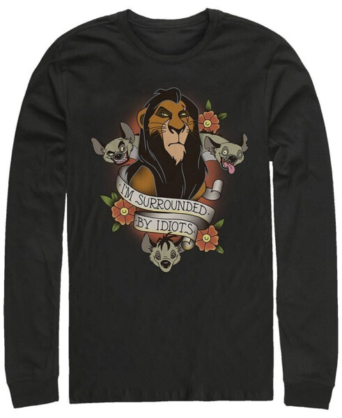 Disney Men's Lion King Scar Surrounded by Idiots Tattoo, Long Sleeve T-Shirt