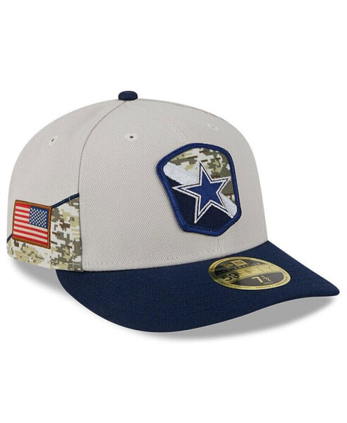 Men's Stone, Navy Dallas Cowboys 2023 Salute To Service Low Profile 59FIFTY Fitted Hat