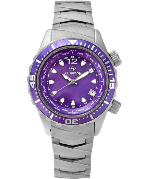 Women's Marina Diver's Multifunctional Titanium Bracelet & White Silicone Strap Watch 40mm