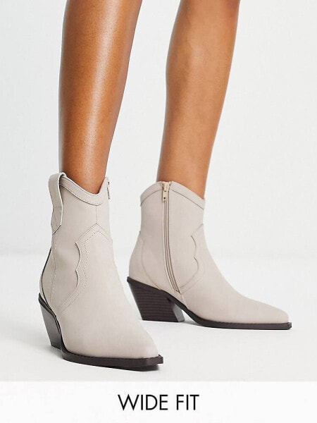 ASOS DESIGN Wide Fit Rocket western ankle boots in taupe