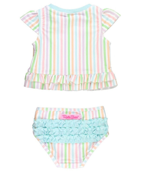 Toddler Girls Cap Sleeve Ruffle Hem Bikini 2-Piece