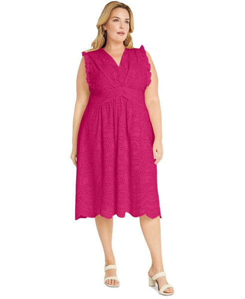 Plus Size Eyelet Midi Dress