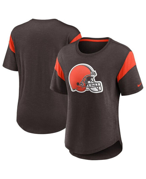 Women's Brown Cleveland Browns Primary Logo Fashion Top