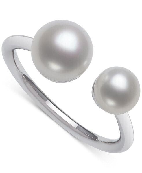 Cultured Freshwater Button Pearl (5 & 7mm) Cuff Ring in Sterling Silver