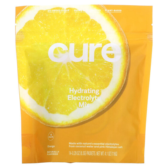Cure Hydration, смесь электролитов для гидратации, апельсин, 14 пакетиков по 8,3 г (0,29 унции) каждый