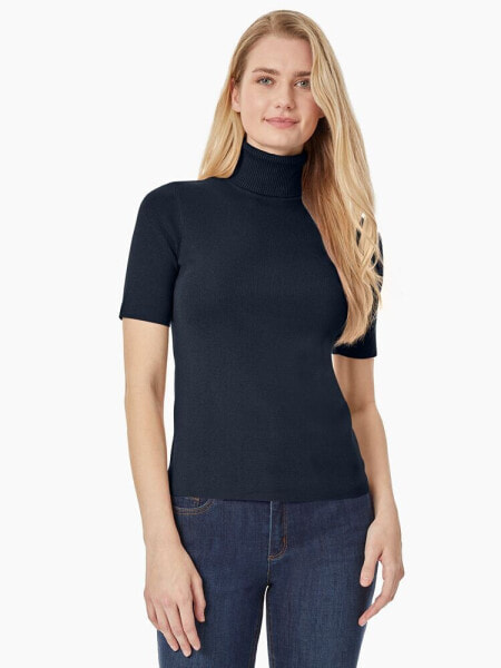 Petite Short-Sleeve Mockneck Sweater