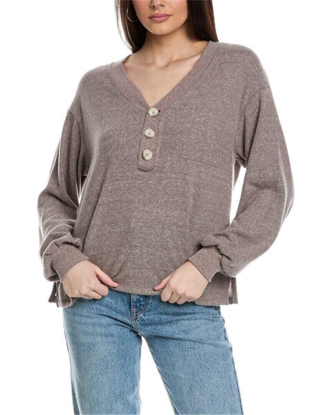 Project Social T A Little Obsessed Cozy Henley Top Women's