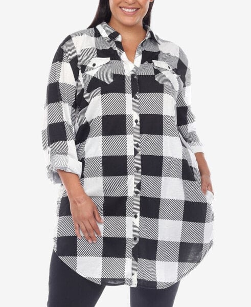 Plus Size Plaid Tunic Shirt