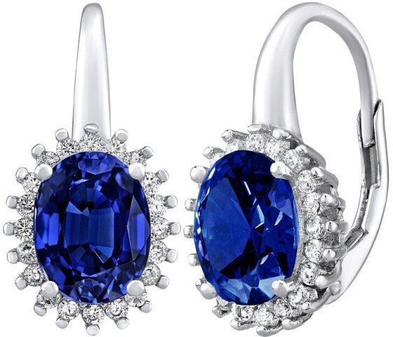 Silver DHARMA earrings with blue sapphire LPS0588DB