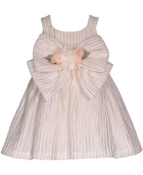 Baby Girls Pleated Taffeta Party Dress with Big Bow