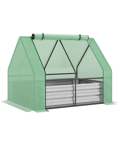 Подъемная грядка Outsunny Raised Garden Bed Planter Kit с теплицей, для двойного использования, зеленая