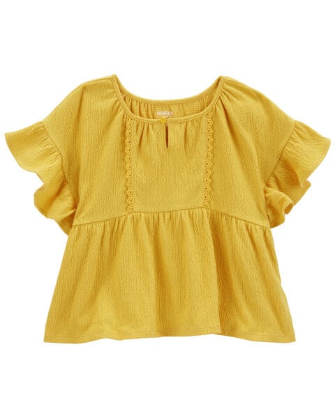 Kid Crinkle Jersey Flutter Crochet Top 5