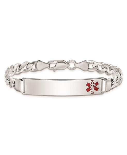 Sterling Silver Rhodium-plated Medical ID Curb Link Bracelet