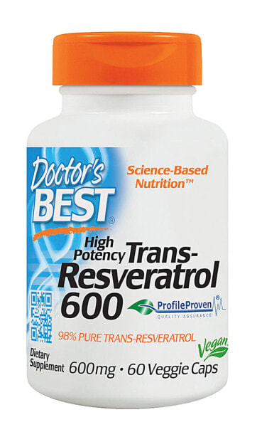 Doctor's Best Trans-Resveratrol 600 Транс-ресвератрол 600 мг 60 растительных капсул
