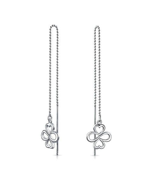 Ayllu Amulet Talisman Inspirational Intertwine Symbol Flower Infinity Clover Chain Threader Earrings For Women Sterling Silver