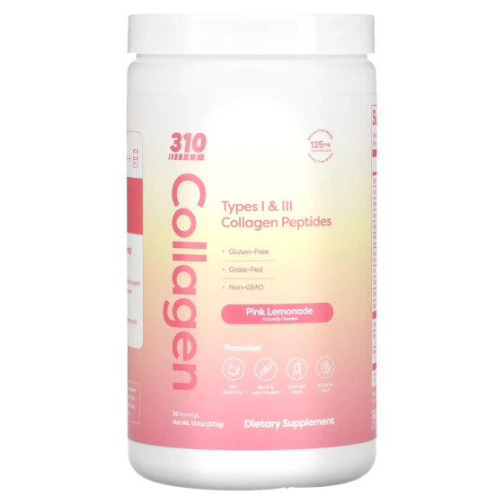 310 Nutrition, Collagen, пептиды коллагена типа I и III, розовый лимонад, 372 г (13,1 унции)