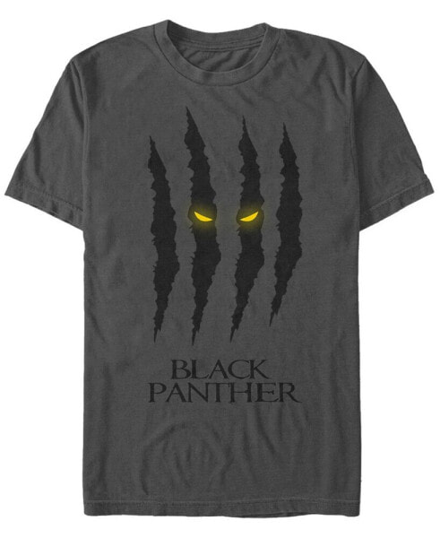 Marvel Men's Black Panther Claw Scratches Glowing Eyes Short Sleeve T-Shirt