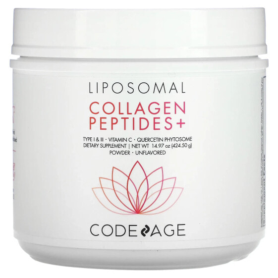 Codeage, Липосомальный порошок, пептиды коллагена +, без добавок, 424,50 г (14,97 унции)