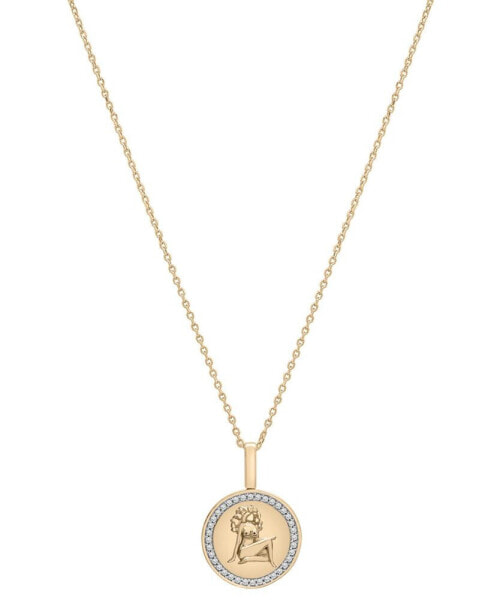 Diamond Leo Disc 18" Pendant Necklace (1/10 ct. t.w.) in Gold Vermeil, Created for Macy's