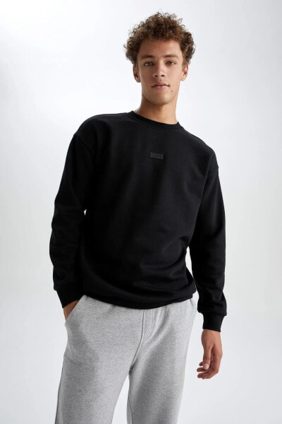 Boxy Fit Bisiklet Yaka Sweatshirt