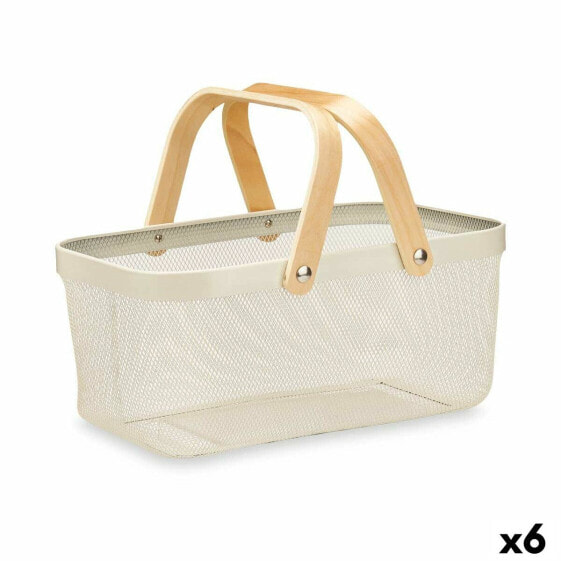 Basket White Wood Metal 42,5 x 18 x 26,5 cm (6 Units)