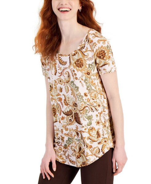 Women's Printed Knit Short-Sleeve Top, Created for Macy's