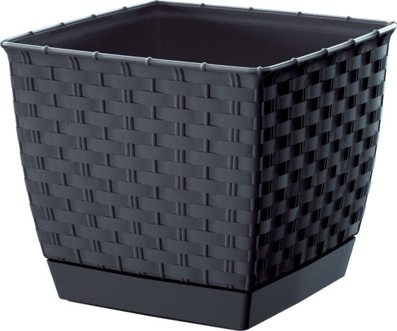 Prosperplast Doniczka kwadratowa RATOLLA SQUARE DRLK220-S433, Kolor Antracyt, Prosperplast, Wymiary 21x21x19 cm