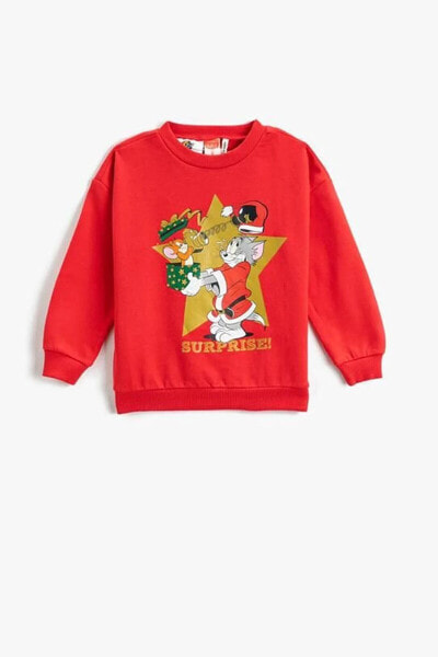 Erkek Bebek Yılbaşı Temalı Tom Ve Jerry Lisanslı Baskılı Sweatshirt 3wmb10381tk