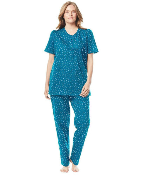 Plus Size Floral Henley PJ Set