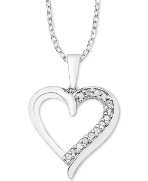Macy's diamond Heart 18" Pendant Necklace (1/10 ct. t.w.) in Sterling Silver