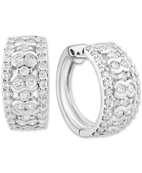 EFFY® Diamond Openwork Small Huggie Hoop Earrings (1-1/2 ct. t.w.) in 14k White Gold