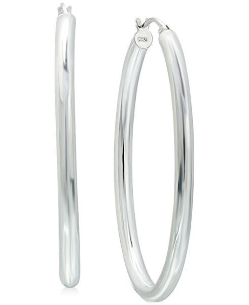 Medium Polished Tube Hoop Earrings in Sterling Silver, 1.1", Created for Macy's