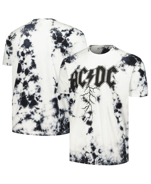 Men's White Distressed AC/DC Logo Washed Graphic T-shirt
