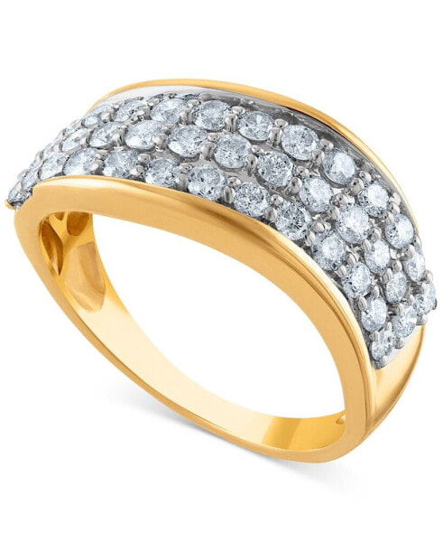 Diamond Triple Row Band (1 ct. t.w.) in 14k Gold