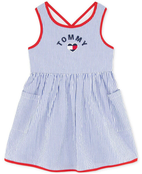 Toddler Girls Cotton Seersucker Crisscross-Back Sundress