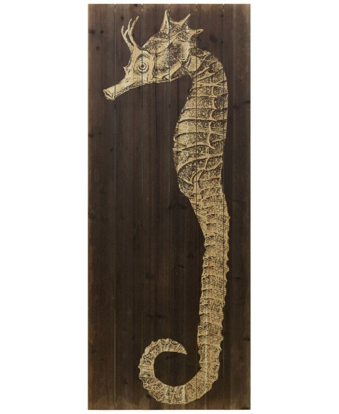 Seahorse B Arte de Legno Digital Print on Solid Wood Wall Art, 60" x 24" x 1.5"