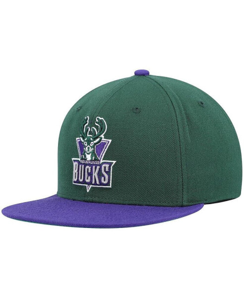 Men's Green and Purple Milwaukee Bucks Hardwood Classics Team Two-Tone 2.0 Snapback Hat