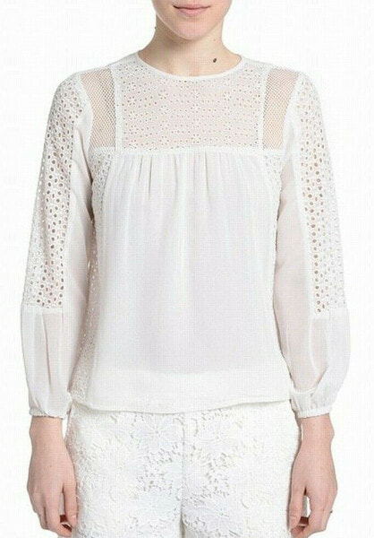 Romeo + Juliet Women's Eyelet Blouse Cotton Sz. Medium (White) 151218