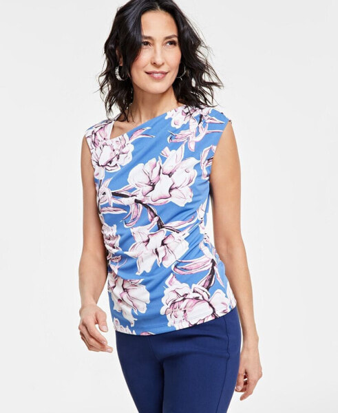 Women's Draped Asymmetrical-Neck Sleeveless Top, Created for Macy's