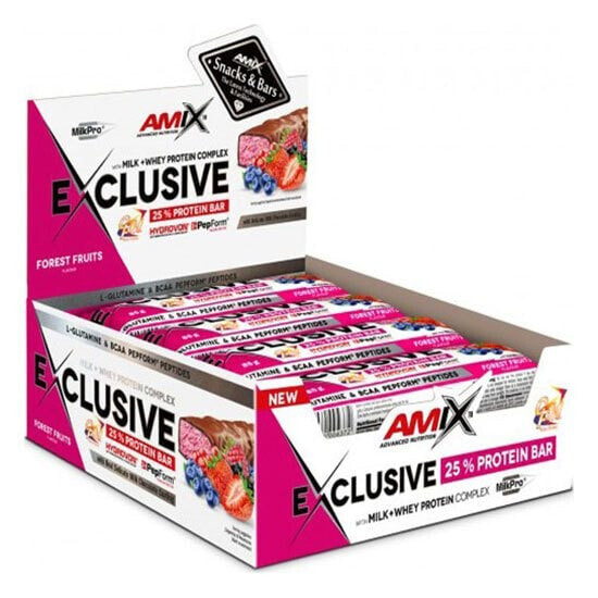AMIX Exclusive Protein 40g 24 Units Forest Fruit Energy Bars Box
