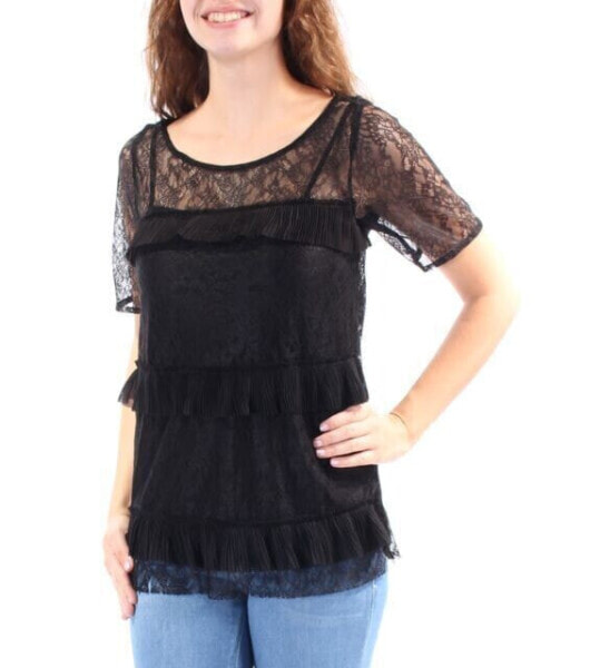 Топ Lucky Brand Black Lace Layered Size M