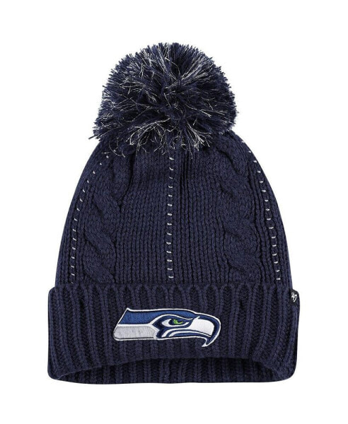 Women's College Navy Seattle Seahawks Bauble Cuffed Knit Hat With Pom