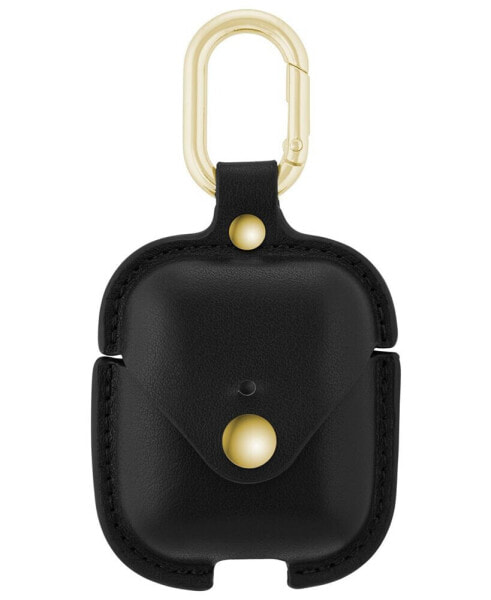 Ремешок для часов WITHit черный кожаный для Apple AirPods с золотистой застежкой и карабином