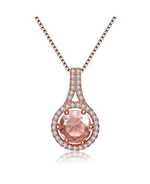 Sterling Silver 18K Rose Gold Overlay Champagne Cubic Zirconia Pendant
