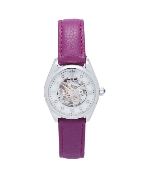 Women Magnolia Leather Watch - Purple/Silver, 37mm