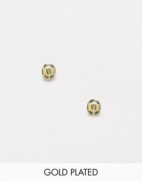 Kingsley Ryan gold plated cowboy hat stud earrings in gold