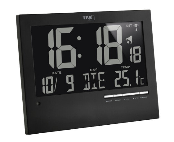 TFA Dostmann 60.4508, Wall, Digital clock, Rectangle, Black, AA, 1.5 V