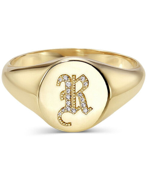 Diamond Initial Signet Ring (1/6 ct. t.w.) in 14k Gold